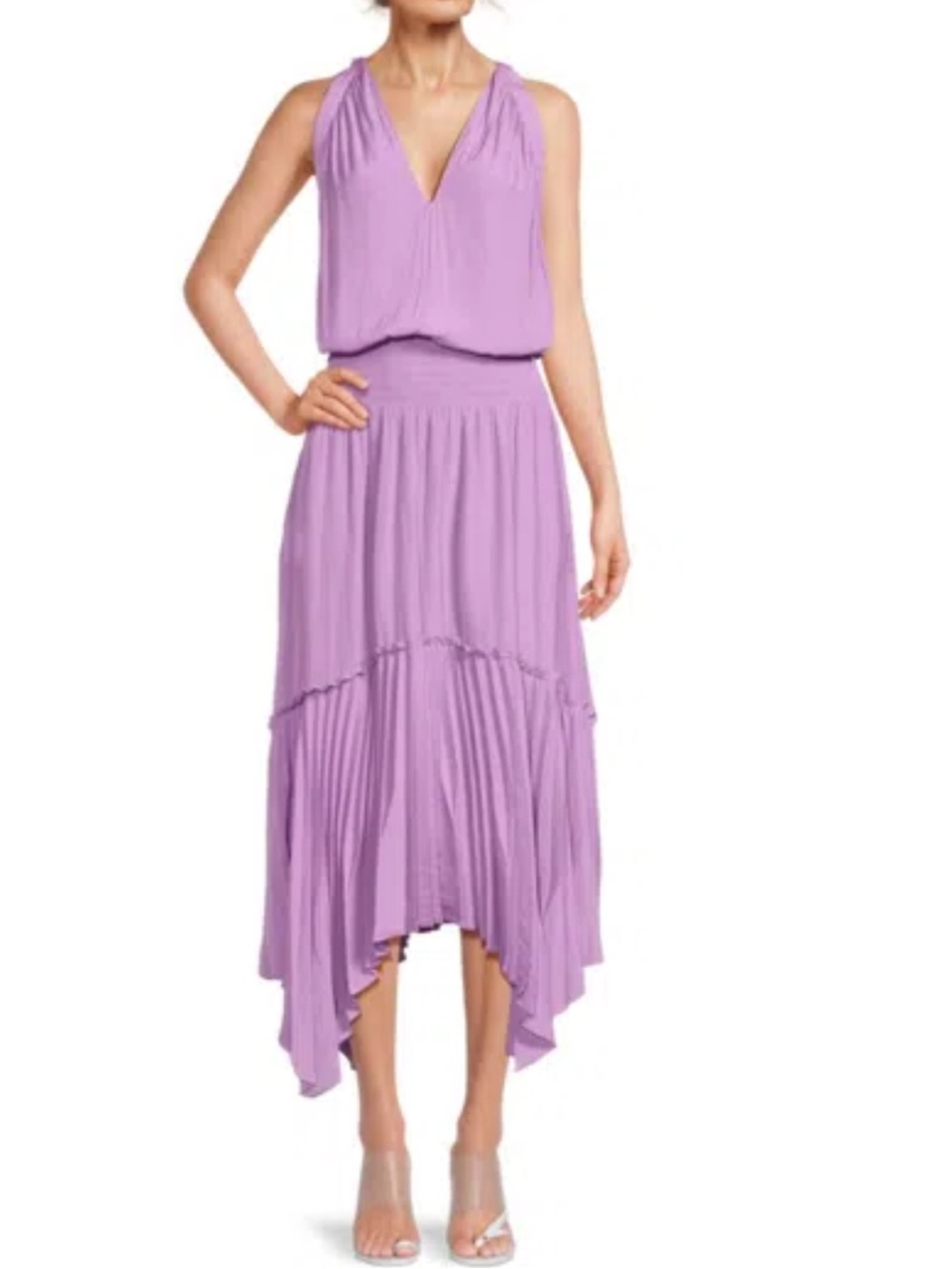 WOMEN'S RAY ASYMMETRIC MIDI DRESS IN PURPLE